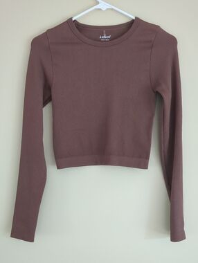 XS-S J.o&co Ribbed Clay Brown Long Sleeve Shirt Top